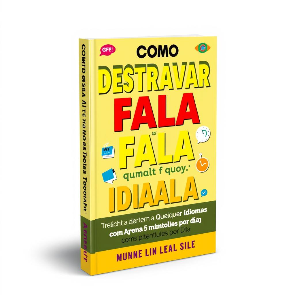 A book cover with the title 'Como Destravar a Fala em Qualquer Idioma com Apenas 5 Minutos por Dia'