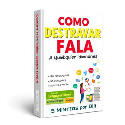 A book cover with the title 'Como Destravar a Fala em Qualquer Idioma com Apenas 5 Minutos por Dia'