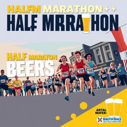 Create a Facebook event cover photo for an event titled 'Half Marathon + Beers'