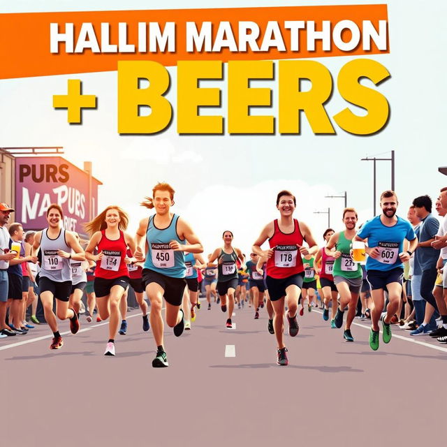 Create a Facebook event cover photo for an event titled 'Half Marathon + Beers'