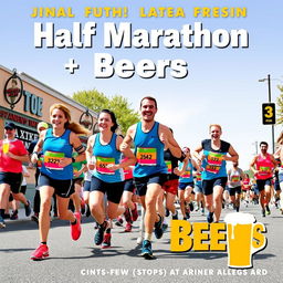 Create a Facebook event cover photo for an event titled 'Half Marathon + Beers'