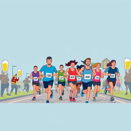 Create a Facebook event cover photo for an event where participants run a half marathon and stop a few times along the way at pubs for a beer