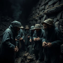 Una imagen que representa la explotación española, mostrando una escena histórica con trabajadores en condiciones difíciles