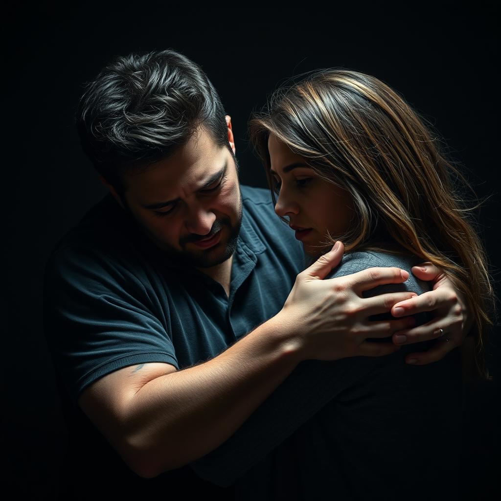Un hombre destrozado en los brazos de una chica