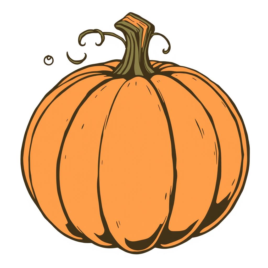 A vintage pumpkin illustration in the style of classic clip art