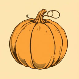 A vintage pumpkin illustration in the style of classic clip art