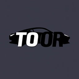 A creative design featuring the word 'TOOR' in bold, stylish lettering with a sleek car silhouette integrated into the design