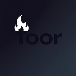 A logo concept for 'TOOR' featuring a stylized silhouette of fire