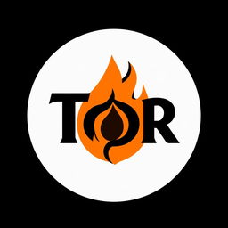 A logo concept for 'TOOR' featuring a stylized silhouette of fire