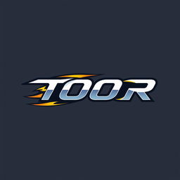 A dynamic logo design featuring the word 'TOOR' with elements of speed and fire