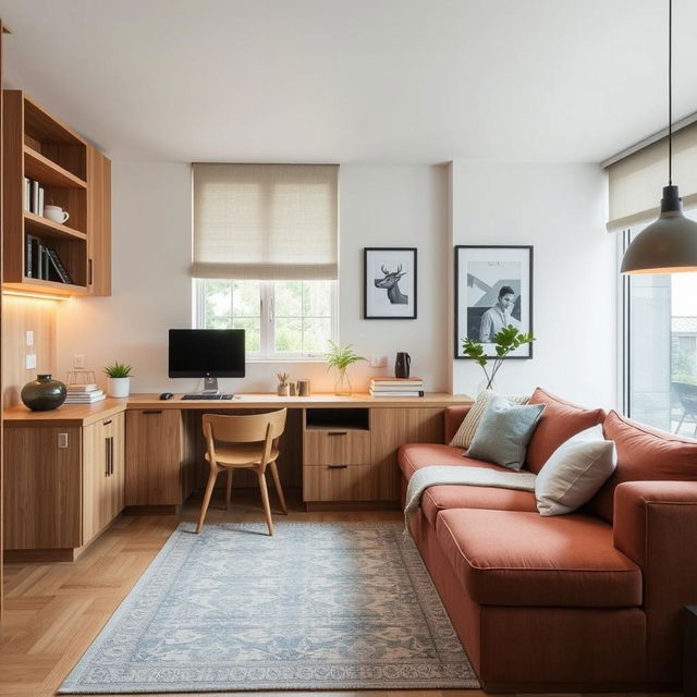 A workspace integrated with a family dining room