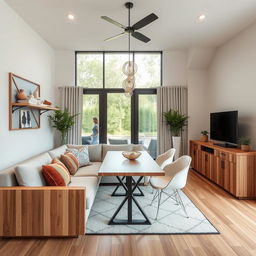 A workspace integrated with a family dining room