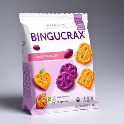 A proposal cover design for a product featuring purple sweet potato crackers with an innovative soursop fruit flavor