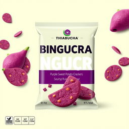 A proposal cover design for a product featuring purple sweet potato crackers with an innovative soursop fruit flavor