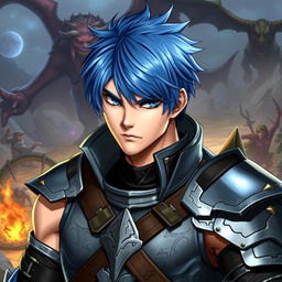 A male version of Leona Heidern from the King Of Fighters game saga, depicted in a Dungeons and Dragons style