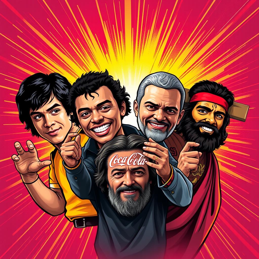 Create a thumbnail featuring Bruce Lee, Michael Jackson, Pelé, Coca Cola, and Jesus Christ