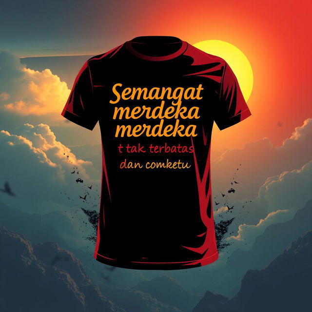 An inspiring design for a t-shirt that embodies the unyielding spirit of the Indonesian people in their quest for freedom