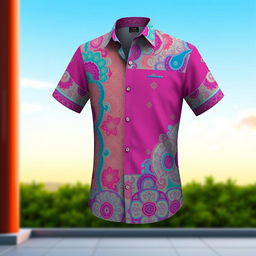 Design a stylish and modern shirt with intricate patterns and vibrant colors