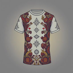 Design a casual t-shirt that incorporates traditional batik patterns