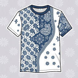 Design a casual t-shirt that incorporates simple batik patterns