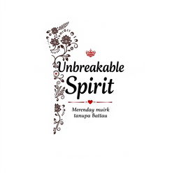 Create a design for a white t-shirt that incorporates simple batik patterns with the text 'Unbreakable Spirit - Merdeka Tanpa Batas'