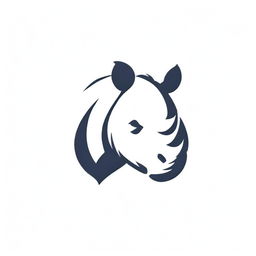 A logo featuring a majestic, bold rhinoceros, in a minimalist and modern style. 