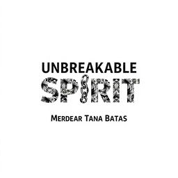 Create a simple yet meaningful design for a white t-shirt that incorporates batik patterns with the text 'Unbreakable Spirit - Merdeka Tanpa Batas'