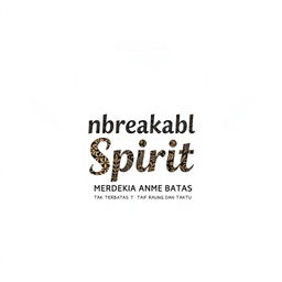 Create a simple yet meaningful design for a white t-shirt that incorporates batik patterns with the text 'Unbreakable Spirit - Merdeka Tanpa Batas'