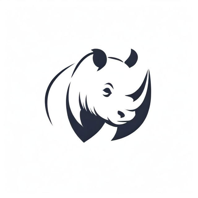 A logo featuring a majestic, bold rhinoceros, in a minimalist and modern style. 