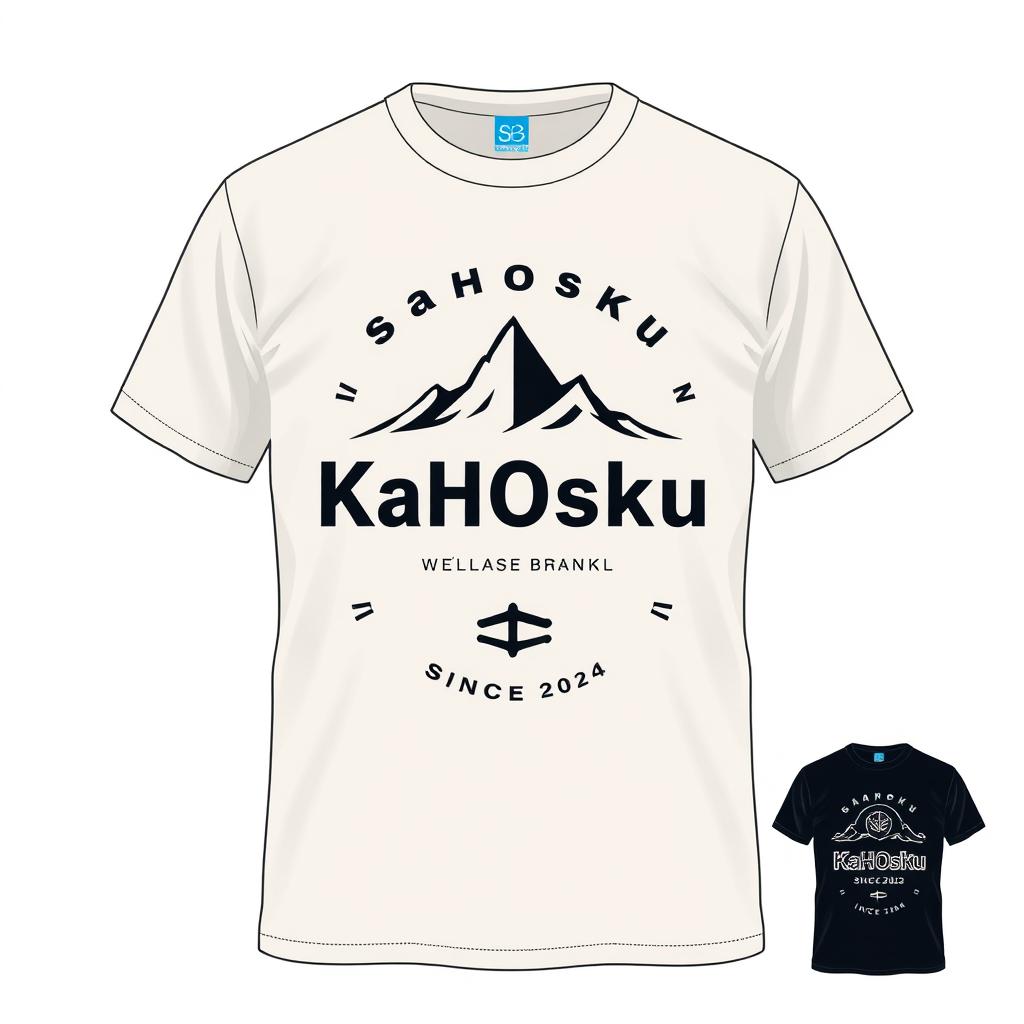 Design a t-shirt for the brand 'KaHOsKu' with the tagline 'Simple Yet Meaningful'