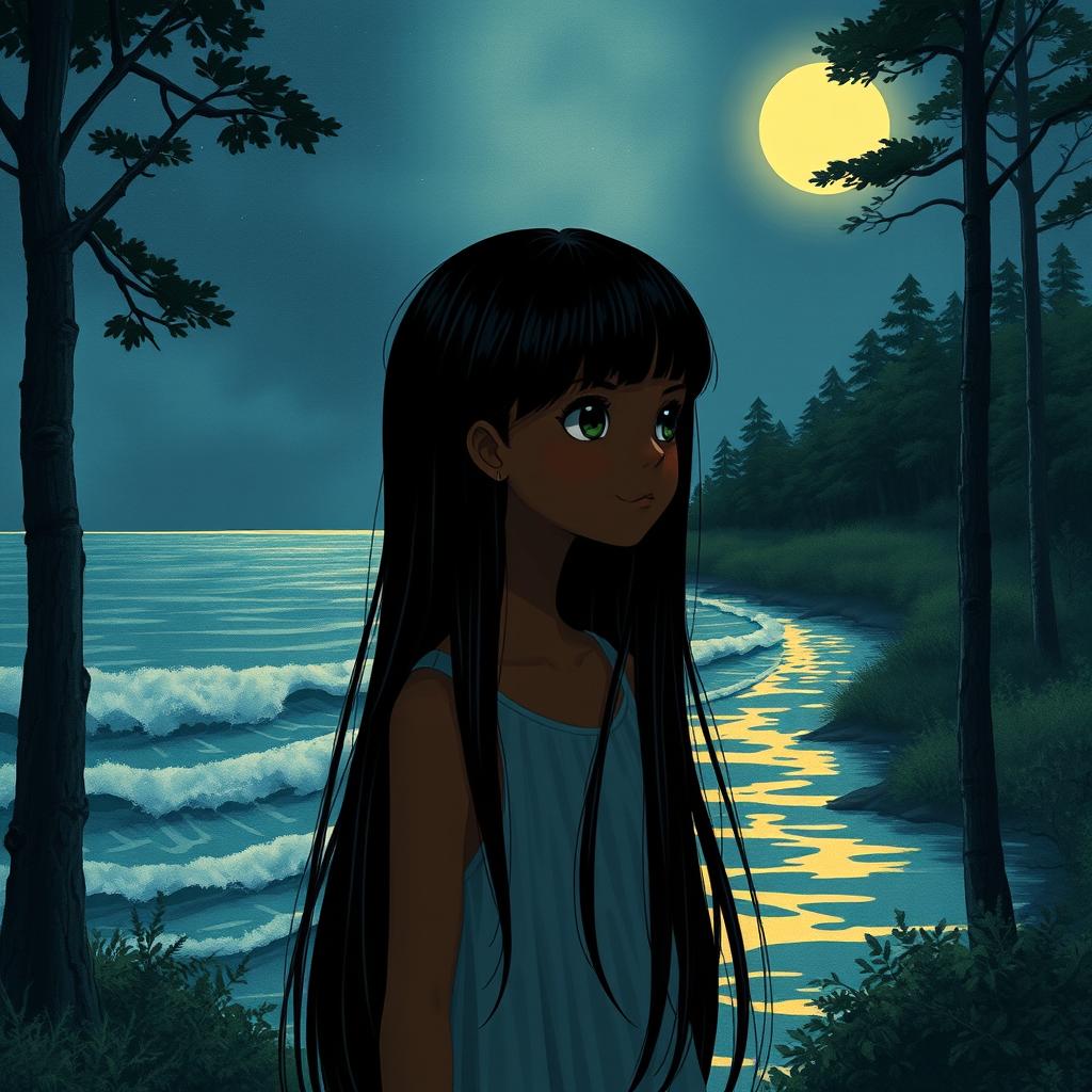 A cover illustration featuring a girl with dark skin and straight black hair