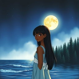 A cover illustration featuring a girl with dark skin and straight black hair