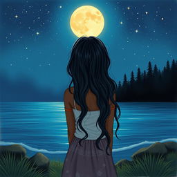 A cover illustration in a new drawing style featuring a girl with dark skin and long, wavy black hair, seen from the back