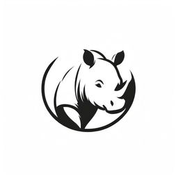 A sleek and modern logo of a rhinoceros, employing minimalistic design aesthetics with strong, bold lines and a monochrome color scheme.