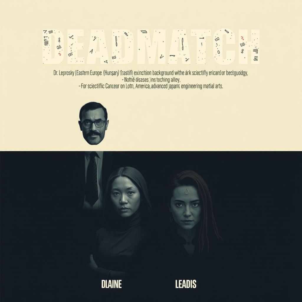 Create a poster with the title 'DEADMATCH' featuring four characters at the bottom