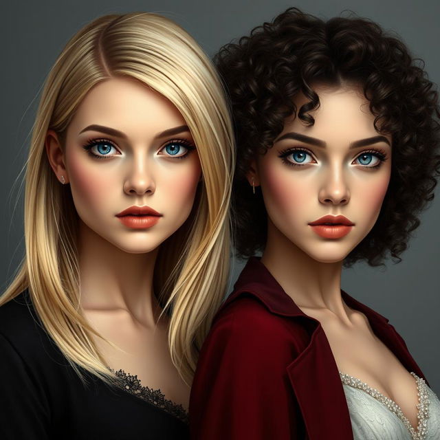 Create an authentic ebook cover for a story about a couple of girls, one elegant and the other more urban