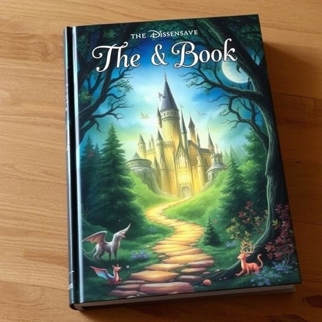 A captivating book cover featuring an enchanted forest with mystical creatures and a glowing pathway leading to an ancient castle