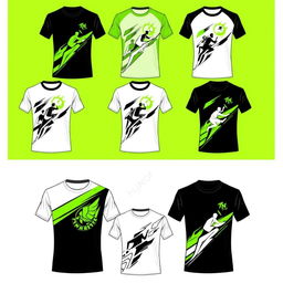 Create a design for 10 running t-shirts using black, white, and green colors