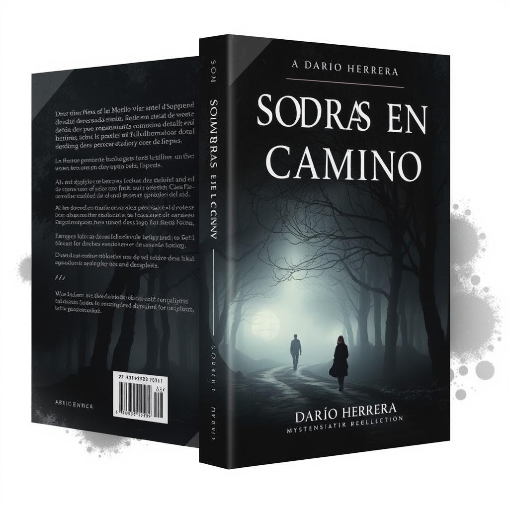 A book cover for the novel titled 'Sombras En El Camino' by the author 'Darío Herrera'