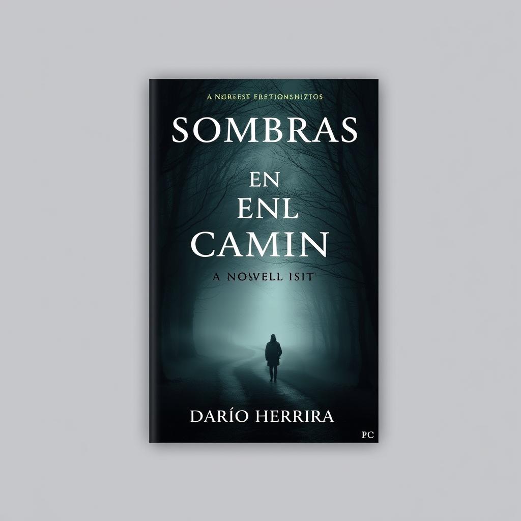 A book cover for the novel titled 'Sombras En El Camino' by the author 'Darío Herrera'