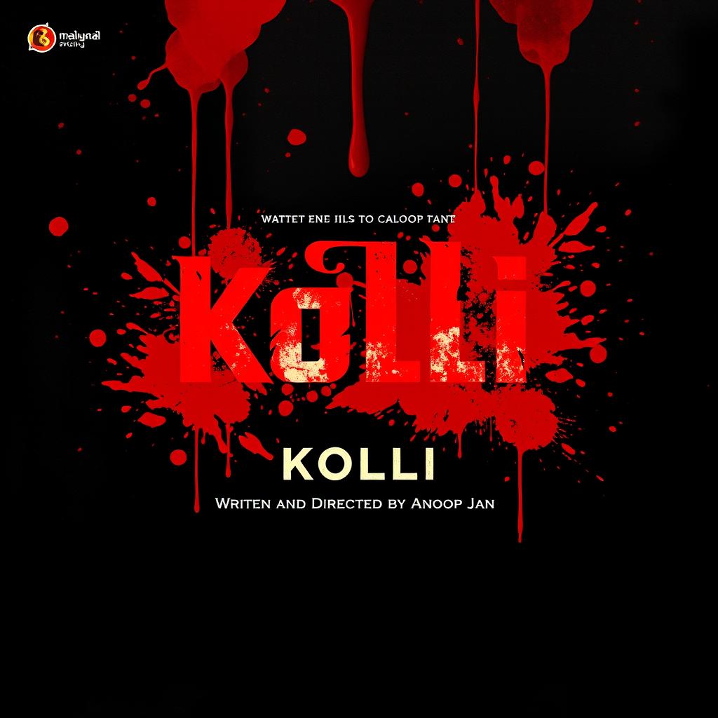 Create a movie poster titled 'Kolli' in Malayalam font, with the text 'Written and Directed by Anoop Jan