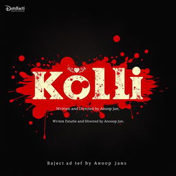 Create a movie poster titled 'Kolli' in Malayalam font, with the text 'Written and Directed by Anoop Jan