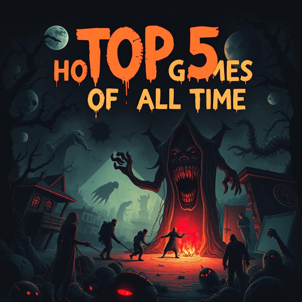 An illustration showcasing the top 5 horror games of all time