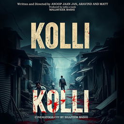 Create a movie poster with the title 'KOLLI' in Malayalam font