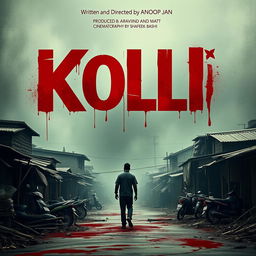 Create a movie poster with the title 'KOLLI' in Malayalam font