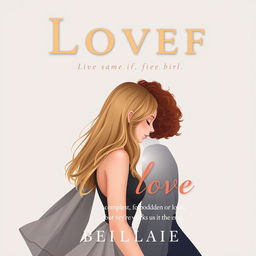 Create a digital book cover featuring two girls in love