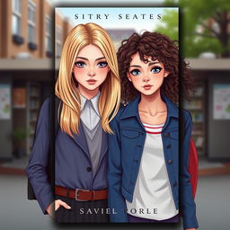 Create a digital book cover featuring two 17-year-old girls in love