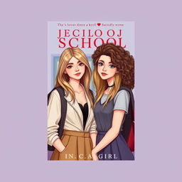 Create a digital book cover featuring two 17-year-old girls in love