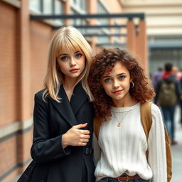 Create a digital book cover featuring two 17-year-old girls in love