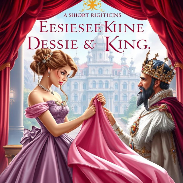 An enchanting book cover for a short story about a designer and a king who fall in love